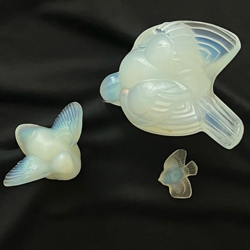 Lot Of 3 Sabino France Opalescent Glass Bird Figurine Art Deco Signed Collection